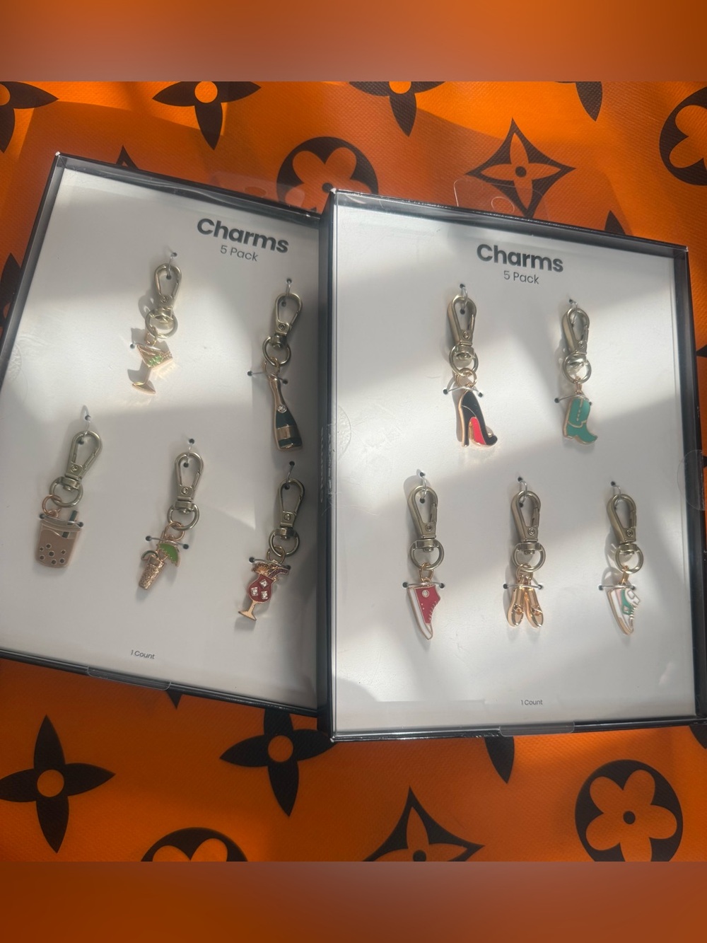 Chic Gold Tone Metal Charm Set